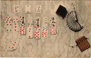 1912 Solitaire desk, playing cards (EK)