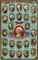 Our 25 Presidents. Presidents of the United States of America until 1901. Art Nouveau, Emb. litho (E...