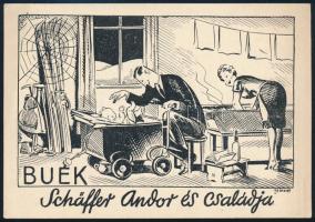 Gönczi-Gebhardt Tibor (1902-1994): BUÉK Schäffer Andor és családja, klisé, papír, jelzett a klisén, 11×15,5 cm