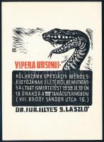 Fery Antal (1908-1994): Vipera Ursini, fametszet, papír, jelzett a metszeten, 14,5×10,5 cm