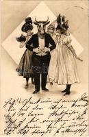 1900 Diamond playing card with bull. Dr. Trenkler &amp; Co. (EK)