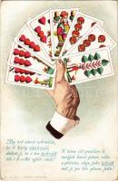 Tell playing cards with Czech poem (r)