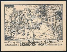 Balla Margit (1947-): Boldogkert, klisé, papír, jelzett, 11,5×15 cm