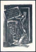 Menyhárt József (1901-1976): Réthy István, fametszet, papír, jelzett, 17×12 cm