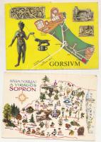 15 db MODERN térképes képeslap / 15 modern map postcards