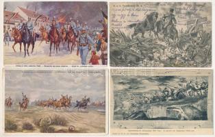 10 db RÉGI csatajelenet képeslap vegyes minőségben / 10 pre-1945 military battle postcards in mixed quality