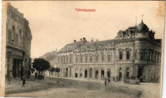 Siklós, Takarékpénztár, Krizmánovics Lajos, Puppi Ant. és Budimacz Antal üzlete, Otthon kávéház (non PC) (r)