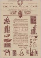 Jakovlyev Csedomir rézműves Dunakeszi Bem utca fejléces boríték, prospektusok, 3 db