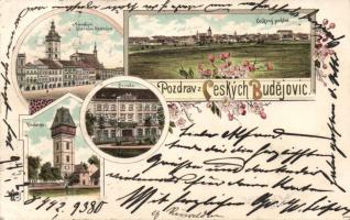 1897 Ceské Budejovice with water tower litho (EB)