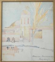 Pádly Aladár (1881-1949): 2 db mű: Önarckép. Ceruza, papír, 16x13cm, Samarkand festőiskola. (Az I. v...