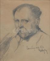 Pádly Aladár (1881-1949): 2 db mű: Önarckép. Ceruza, papír, 16x13cm, Samarkand festőiskola. (Az I. v...