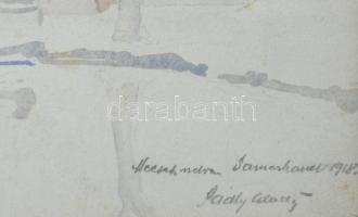 Pádly Aladár (1881-1949): 2 db mű: Önarckép. Ceruza, papír, 16x13cm, Samarkand festőiskola. (Az I. v...