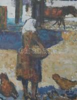 Bencze László (1907-1992): Terefere. Olaj, papír, jelezve balra lent. Üvegezett, dekoratív fakeretbe...