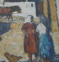 Bencze László (1907-1992): Terefere. Olaj, papír, jelezve balra lent. Üvegezett, dekoratív fakeretbe...