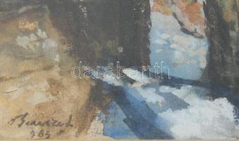 Bencze László (1907-1992): Terefere. Olaj, papír, jelezve balra lent. Üvegezett, dekoratív fakeretbe...