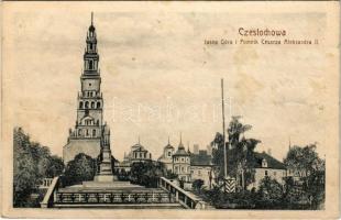 1916 Czestochowa, Czenstochau; Jasna Góra i Pomnik Cesarza Aleksandra II / monastery, monument (fl)