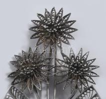 Szecessziós ezüst (Ag) filigrán bross, jelzés nélkül, m: 8,5 cm, 9,5g