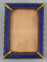 Régi zománcozott réz támasztható képkeret, 7x5 cm