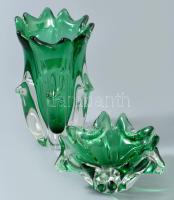 Csehszlovák váza és ékszeres edény, jelzett, hibátlan, m: 13 cm