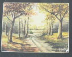 Matzon jelzéssel 4 db miniatura. Olaj, karton, kb 6x4 cm es képek, üvcgezett keretben