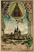 1912 Mariazell (Steiermark), pilgrimage church. Franz Schemm Kunstanstalt Art Nouveau, floral, Emb. ...