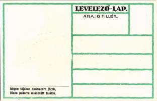 Túrázó hölgy. "Idegen tájakon akármerre járok, Diana púderre mindenütt találok" reklám / H...