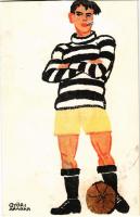 Labdarúgó, focista. "Azért védhetetlen minden goal, mit lövök, mert a mérkőzésre Dianával jövök...