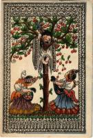1921 Magyar népélet / Ung. Volksleben / Hungarian folklore art postcard s: Kardos Böske (vágott / cu...