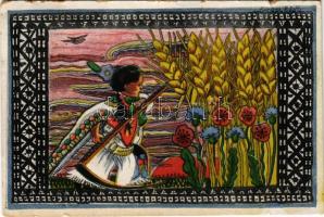 1918 Magyar népélet / Ung. Volksleben / Hungarian folklore art postcard s: Kardos Böske (EM)