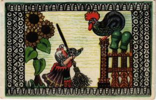 1918 Magyar népélet / Ung. Volksleben / Hungarian folklore art postcard s: Kardos Böske (kis szakadá...