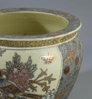 Kínai aranyhal tartó edény, kívül-belül kézzel festett, jelzett, hibátlan, d: 28 cm, m: 20 cm