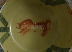 Kínai aranyhal tartó edény, kívül-belül kézzel festett, jelzett, hibátlan, d: 28 cm, m: 20 cm