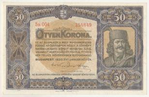 1920. 50K "5a 004 354849", "Orell Füssli Zürich" nyomdahely jelöléssel T:AU / Hu...