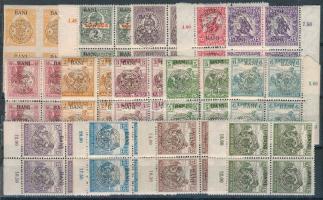 Kolozsvár 1919 14 db ívszéli 4-es tömb, Bodor vizsgálójellel