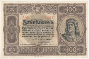 1920. 100K "A 033 602837", "Orell Füssli Zürich" nyomdahely jelöléssel T:UNC,AU ...