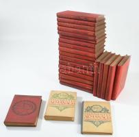 Egyetemes Regénytár Almanach 1893-1910. Szerk.: Mikszáth Kálmán. Mikszáth Almanach 1912, 1914, 1915 (x2), 1918, 1922. Bp., 1893-1922, Singer és Wolfner. Kiadói aranyozott, festett egészvászon-kötések, valamint kiadói kartonált papírkötés, és kiadói félvászon-kötés, változó állapotban, közte kopott borítókkal is, két duplummal (1900, 1915), egy kötetből néhány kijáró lappal.