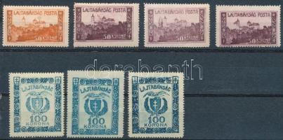 Nyugat-Magyarország VII. 1921 4 db 50K és 3 db 100K színváltozatokban, Bodor vizsgálójellel