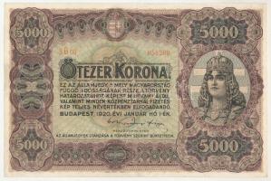 1920. 5000K piros "5 B 03 055260" sorszámmal, "Orell Füssli Zürich" nyomdahely j...