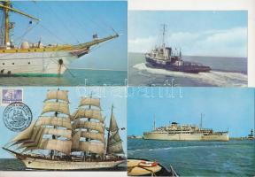 12 db MODERN romániai hajó, kikötő város és motívum képeslap / 12 modern Romanian ship and port postcards