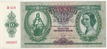 1936. 10P "B 419 086887" T:UNC / Hungary 1936. 10 Pengő "B 419 086887" C:UNC
Ad...
