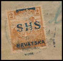 1918 Levéldarab 4 db érdekes céglyukasztásos bélyeggel közte Arató 2f SHS "BJELOVAR" Bodor...