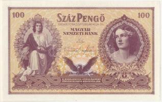 1943. 100P "Szálasi-kiadás" kiadatlan, sor- és sorozatszám nélkül, ívből kivágva T:UNC / H...