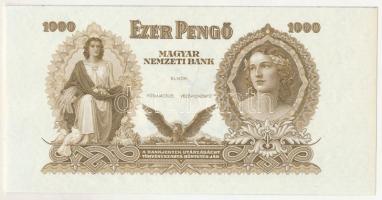 1942. 1000P tervezet próbanyomata, csak előlapi nyomat, utánnyomás Dr. Gara Miklós (szerk.): Nyomdai...