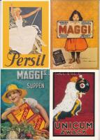 PLAKÁTOK - 12 db MODERN reprodukciós képeslap, közte Zwack, Persil, Maggi reklámok / 12 modern poster reproduction art postcards