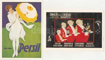 PLAKÁTOK - 12 db MODERN reprodukciós képeslap, közte Zwack, Persil, Maggi reklámok / 12 modern poste...