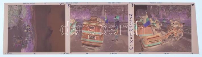 Kölcsényi Zoltán: Budapesti városképek kb 1990 10 db fotó negatív kocka, tartóban