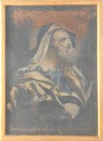 Jelzés nélkül, feltehetően XVIII. sz. festő: János apostol. Olaj, vászon. Sérült. Fakeretben 40x29 cm