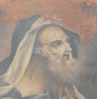 Jelzés nélkül, feltehetően XVIII. sz. festő: János apostol. Olaj, vászon. Sérült. Fakeretben 40x29 c...