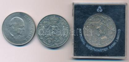 Nagy-Britannia 1977. 25p Cu-Ni "Ezüst Jubileum - II. Erzsébet" (2x) + 1965. 1C Cu-Ni &quot...