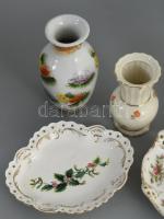 5 darab porcelán tárgy, váza, tálka, közte Rosenthal, Herendi, h: 14 cm alatt
